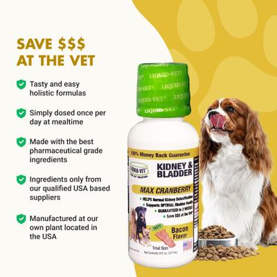Show full view: Liquid-Vet Kidney & Bladder Support Bacon Flavor Dog Supplement, 8-oz bottle, 2 count slide 6 of 10