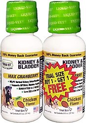 Liquid-Vet Kidney & Bladder Support Max Cranberry Chicken Flavor Dog Supplement, 8-oz bottle, 2 count