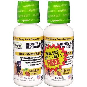 Liquid-Vet Kidney & Bladder Support Max Cranberry Chicken Flavor Dog Supplement, 8-oz bottle, 2 count