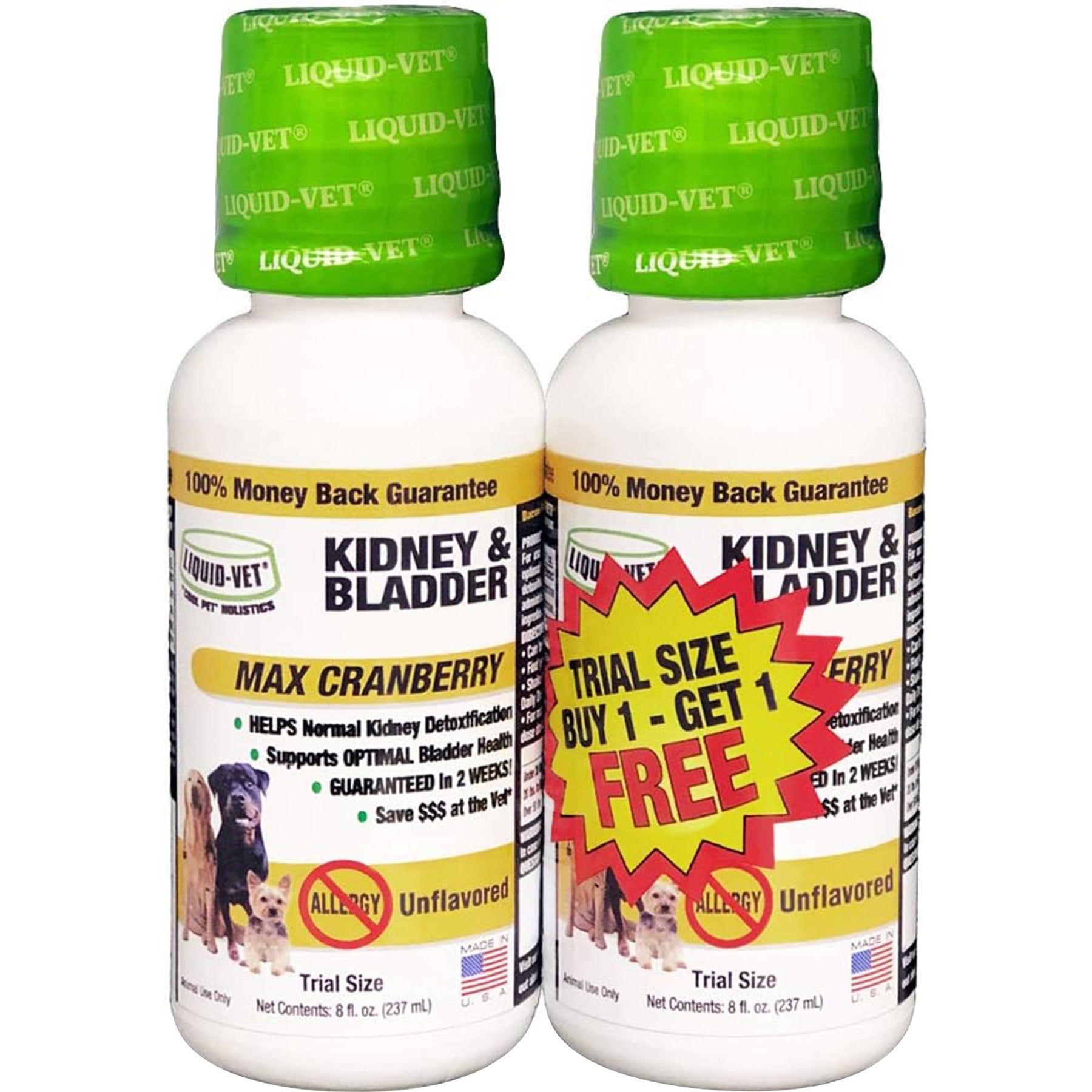 Liquid-Vet Kidney & Bladder Support Max Cranberry Unflavored Dog Supplement, 8-oz bottle, 2 count