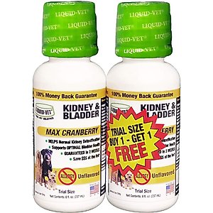 Liquid-Vet Kidney & Bladder Support Max Cranberry Unflavored Dog Supplement, 8-oz bottle, 2 count