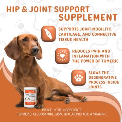 Show full view: waggedy Hip & Joint Turmeric Flavored Chew Supplement for Dogs, 120 count slide 3 of 9