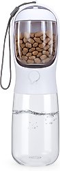 HANAMYA 2-in-1 Portable Dog Water Bottle with Food Container, White, 19-oz