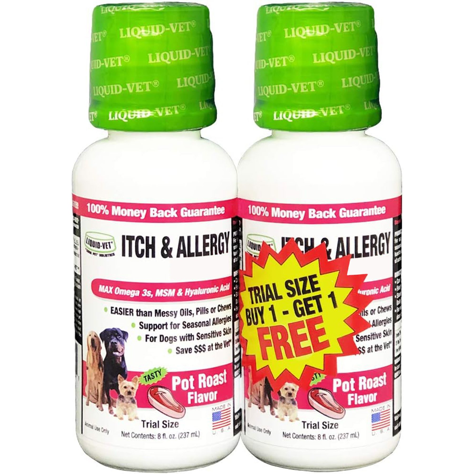 Liquid-Vet Itch & Allergy Support Pot Roast Flavor Dog Supplement, 8-oz bottle, 2 count