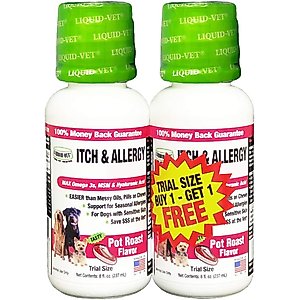 Liquid-Vet Itch & Allergy Support Pot Roast Flavor Dog Supplement, 8-oz bottle, 2 count