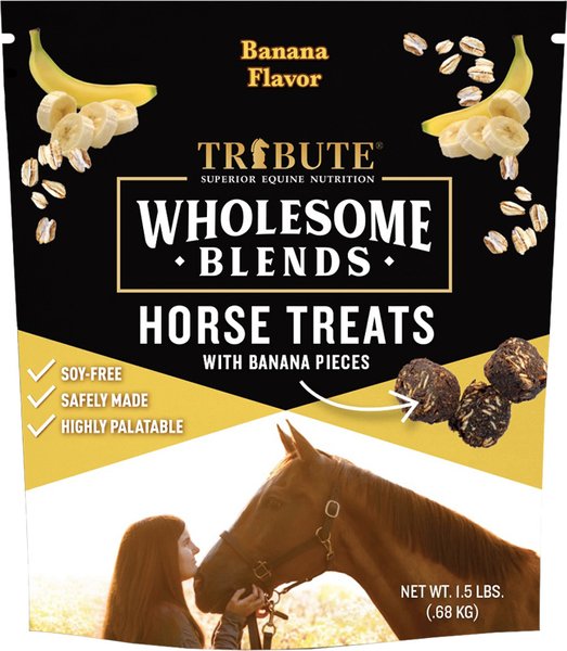 Show full view: Tribute Equine Nutrition Wholesome Blends Banana Horse Treats, 1.5-lb bag slide 1 of 3