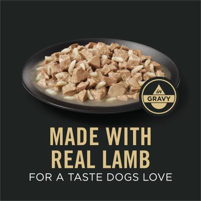 Show full view: Purina Pro Plan Sensitive Skin & Stomach Lamb & Oat Meal in Gravy Wet Dog Food, 13-oz can, case of 12 slide 4 of 11