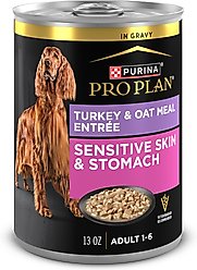 Purina Pro Plan Sensitive Systems Turkey & Oat Meal in Gravy Wet Dog Food, 13-oz can, case of 12