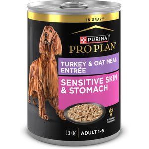 Purina Pro Plan Sensitive Systems Turkey & Oat Meal in Gravy Wet Dog Food, 13-oz can, case of 12
