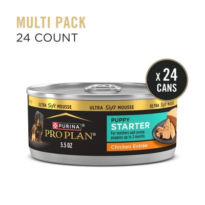 Show full view: Purina Pro Plan Puppy Mousse Starter Chicken Entree Wet Dog Food, 5.5-oz box, case of 24 slide 3 of 11