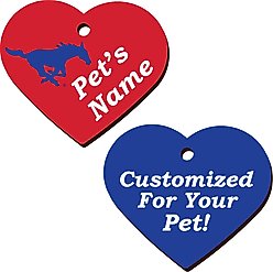ShopInstaPets SMU Mustangs 2 Sided Heart Personalized Dog & Cat ID Tag