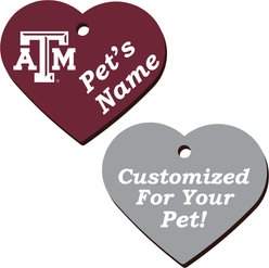 ShopInstaPets Texas A&M Aggies 2 Sided Heart Personalized Dog & Cat ID Tag