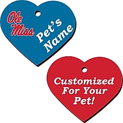 ShopInstaPets Ole Miss Rebels 2 Sided Heart Personalized Dog & Cat ID Tag