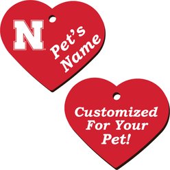 ShopInstaPets Nebraska Cornhuskers 2 Sided Heart Personalized Dog & Cat ID Tag
