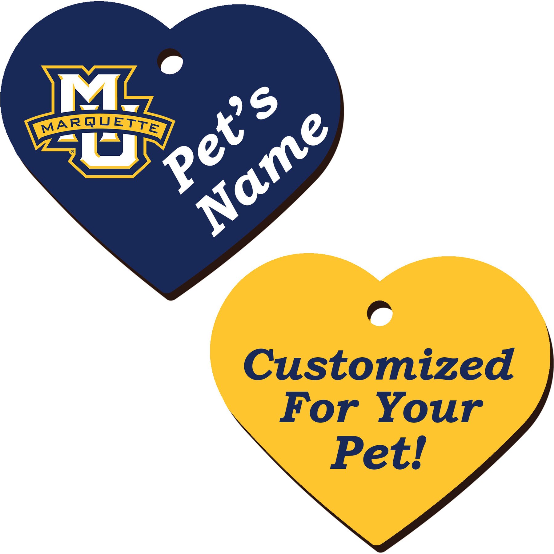 ShopInstaPets 2 Sided Heart Personalized Dog & Cat ID Tag, Marquette Golden Eagles