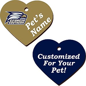 ShopInstaPets Georgia Southern 2 Sided Heart Personalized Dog & Cat ID Tag