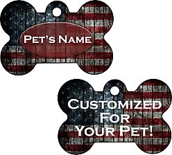 ShopInstaPets Rustic American Flag 2 Sided Personalized Dog ID Tag