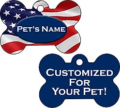 ShopInstaPets American Flag 2 Sided Personalized Dog ID Tag