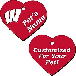 ShopInstaPets Wisconsin Badgers 2 Sided Heart Personalized Dog & Cat ID Tag