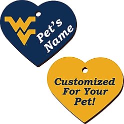 ShopInstaPets West Virginia Mountaineers 2 Sided Heart Personalized Dog & Cat ID Tag