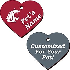 ShopInstaPets Washington State Cougars 2 Sided Heart Personalized Dog & Cat ID Tag
