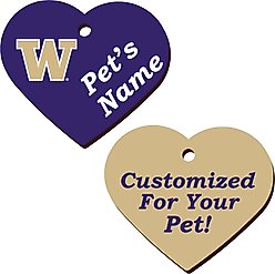 ShopInstaPets Washington Huskies 2 Sided Heart Personalized Dog & Cat ID Tag