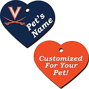 ShopInstaPets Virginia Cavaliers 2 Sided Heart Personalized Dog & Cat ID Tag