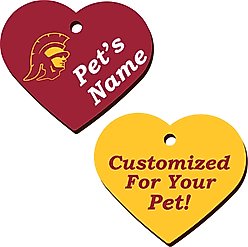 ShopInstaPets USC Trojans 2 Sided Heart Personalized Dog & Cat ID Tag