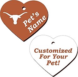 ShopInstaPets Texas Longhorns 2 Sided Heart Personalized Dog & Cat ID Tag