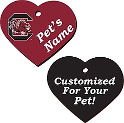 ShopInstaPets South Carolina Gamecocks 2 Sided Heart Personalized Dog & Cat ID Tag