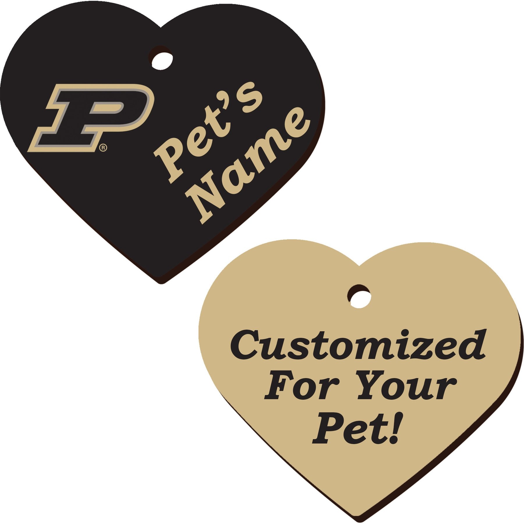 ShopInstaPets 2 Sided Heart Personalized Dog & Cat ID Tag, Purdue Boilermakers
