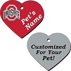 ShopInstaPets Ohio State Buckeyes 2 Sided Heart Personalized Dog & Cat ID Tag