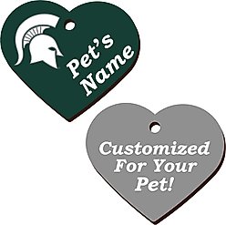 ShopInstaPets Michigan State Spartans 2 Sided Heart Personalized Dog & Cat ID Tag