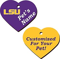 ShopInstaPets LSU Tigers 2 Sided Heart Personalized Dog & Cat ID Tag