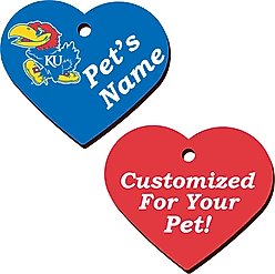 ShopInstaPets Kansas Jayhawks 2 Sided Heart Personalized Dog & Cat ID Tag