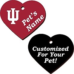 ShopInstaPets Indiana Hoosiers 2 Sided Heart Personalized Dog & Cat ID Tag