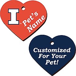 ShopInstaPets Illinois Fighting Illini 2 Sided Heart Personalized Dog & Cat ID Tag