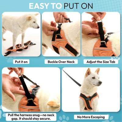 Show full view: Gooby Escape Free Easy Fit X Dog Harness, Atlanta Peach, X-Small: 11.25 to 14.25-in chest slide 6 of 7
