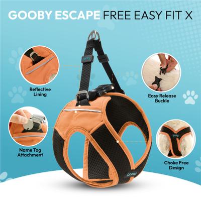 Show full view: Gooby Escape Free Easy Fit X Dog Harness, Atlanta Peach, X-Small: 11.25 to 14.25-in chest slide 2 of 7