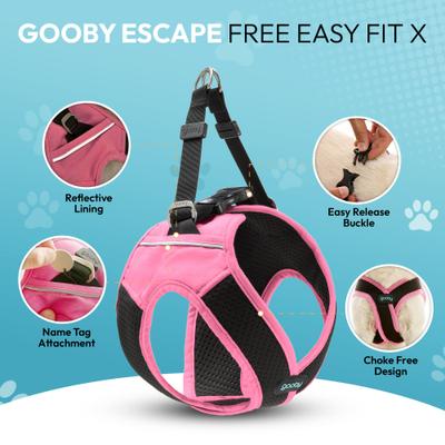 Show full view: Gooby Escape Free Easy Fit X Dog Harness, Flamingo Pink, Medium: 16 to 19.75-in chest slide 2 of 7