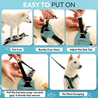 Show full view: Gooby Escape Free Easy Fit X Dog Harness, Seattle Blue, Medium: 16 to 19.75-in chest slide 7 of 8