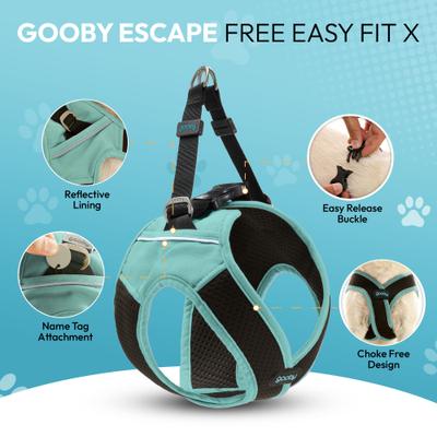 Show full view: Gooby Escape Free Easy Fit X Dog Harness, Seattle Blue, Medium: 16 to 19.75-in chest slide 3 of 8