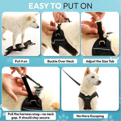 Show full view: Gooby Escape Free Easy Fit X Dog Harness, Black, Medium: 16 to 19.75-in chest slide 7 of 8