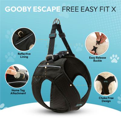 Show full view: Gooby Escape Free Easy Fit X Dog Harness, Black, Medium: 16 to 19.75-in chest slide 3 of 8