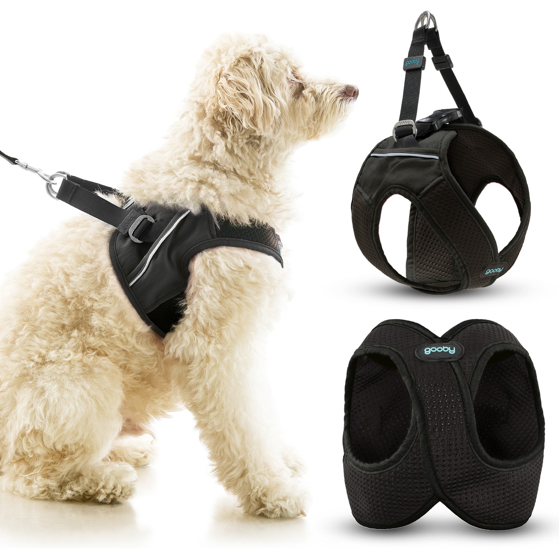 Gooby Escape Free Easy Fit X Dog Harness, Black, Small: 13.5 to 17-in chest