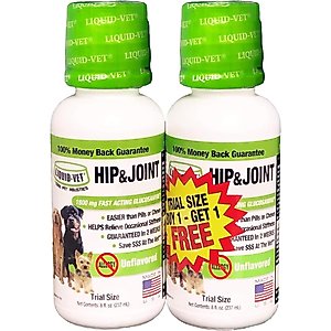 Liquid-Vet Hip & Joint Support Unflavored Dog Supplement, 8-oz bottle, 2 count
