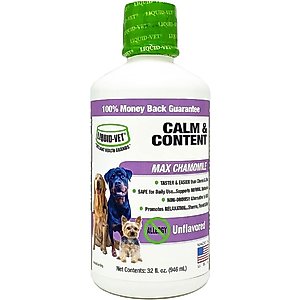 Liquid-Vet Calm & Content Support Unflavored Liquid Calming Supplement for Dogs, 32-fl oz bottle
