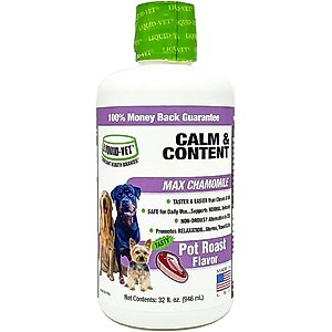 Liquid-Vet Calm & Content Support Pot Roast Flavor Liquid Calming Supplement for Dogs, 32-fl oz bottle