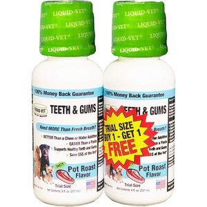 Liquid-Vet Teeth & Gums Support Pot Roast Flavor Dog Supplement, 8-oz bottle, 2 count