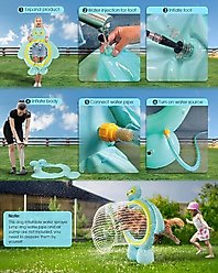 PetNF Outdoor Dog Agility Jump Ring Water Sprinkler 2-in-1, Blue/Green, 21.3-in slide 2 of 7